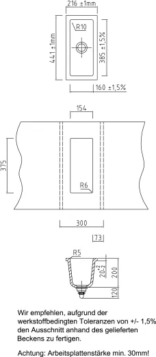 Systemceram KeraDomo MERA 16 U PREMIUM Keramiksple / Unterbausple in Sonderfarben fr die Kche