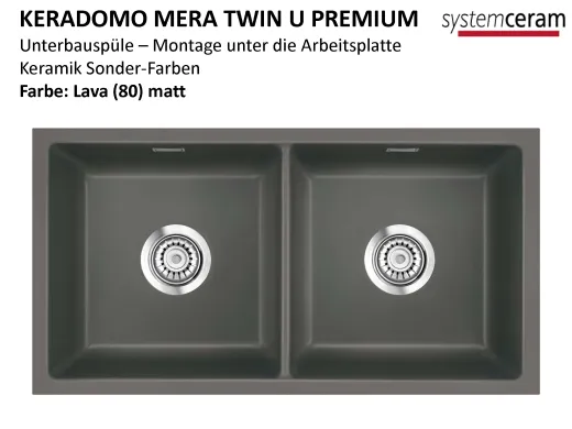 Systemceram KeraDomo MERA TWIN U PREMIUM Keramik Unterbausp�le in Sonderfarben f�r die K�che