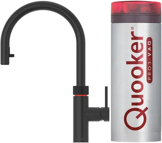 ✅ QUOOKER FLEX VAQ PRO3 Einhebelmischer Zugauslauf Schwarz matt PVD & 100C Armatur Kochendwasserhahn (PRO3FXRBLK)