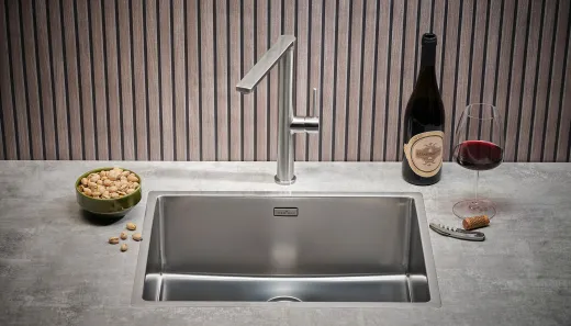 REGINOX K�chensp�le New Jersey 50x37 (L) Comfort Einbausp�le Edelstahl 3 in 1 mit Flachrand Siebkorb als Stopfenventil