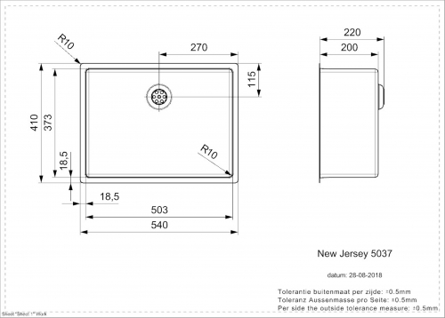 REGINOX Kchensple New Jersey 50x37 (L) Comfort Einbausple Edelstahl 3 in 1 mit Flachrand Siebkorb als Stopfenventil