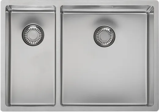 REGINOX Kchensple New Jersey 18x37+34x37 (L) Comfort Becken rechts Einbausple Edelstahl 3 in 1 mit Siebkorb als Stopfenventil