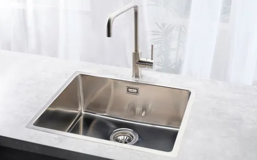 REGINOX K�chensp�le Houston 50x40 Einbausp�le Edelstahl 3 in 1 mit Flachrand Siebkorb als Stopfenventil