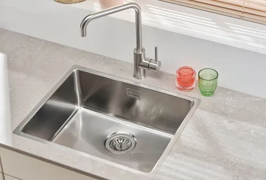 REGINOX K�chensp�le Houston 50x40 Einbausp�le Edelstahl 3 in 1 mit Flachrand Siebkorb als Stopfenventil