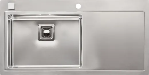 REGINOX Kchensple Phoenix 50 (L) Becken links Einbausple Edelstahl mit Flachrand Siebkorb als Drehexcenterventil