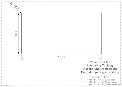 REGINOX Kchensple Phoenix 50 (L) Becken links Einbausple Edelstahl mit Flachrand Siebkorb als Drehexcenterventil