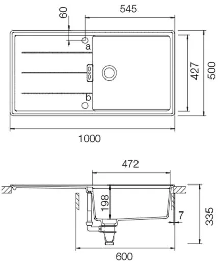 SCHOCK Kchensple Tia D-100L Cristadur Nano-Granitsple / Einbausple mit Drehexcenter