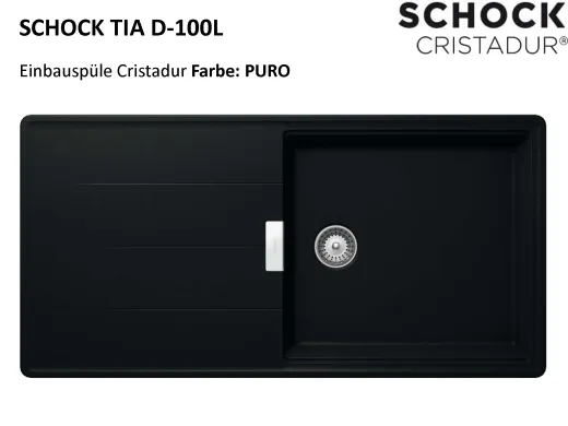 SCHOCK Kchensple Tia D-100L Cristadur Nano-Granitsple / Einbausple mit Drehexcenter