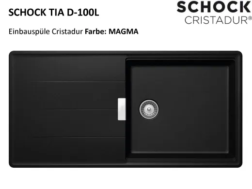 SCHOCK Kchensple Tia D-100L Cristadur Nano-Granitsple / Einbausple mit Drehexcenter