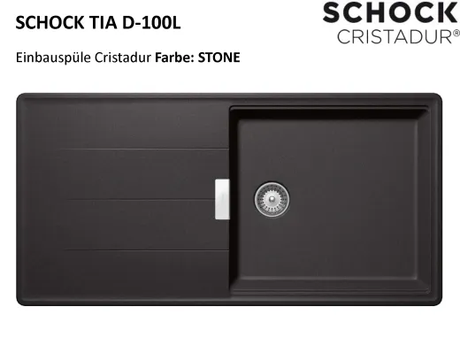 SCHOCK Kchensple Tia D-100L Cristadur Nano-Granitsple / Einbausple mit Drehexcenter