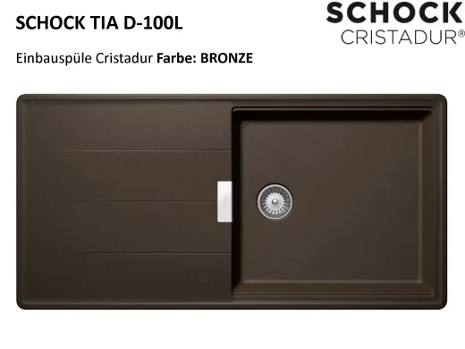 SCHOCK Kchensple Tia D-100L Cristadur Nano-Granitsple / Einbausple mit Drehexcenter