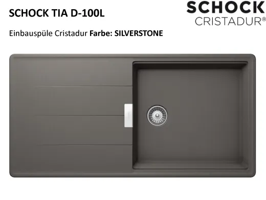 SCHOCK Kchensple Tia D-100L Cristadur Nano-Granitsple / Einbausple mit Drehexcenter