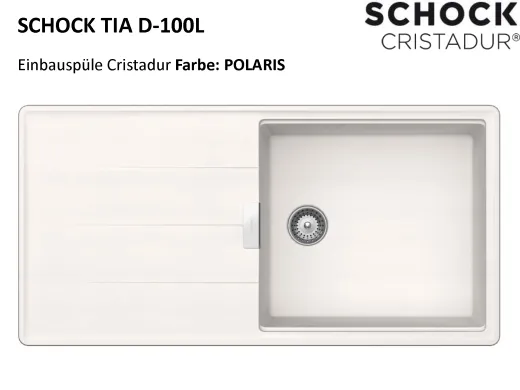 SCHOCK Kchensple Tia D-100L Cristadur Nano-Granitsple / Einbausple mit Drehexcenter