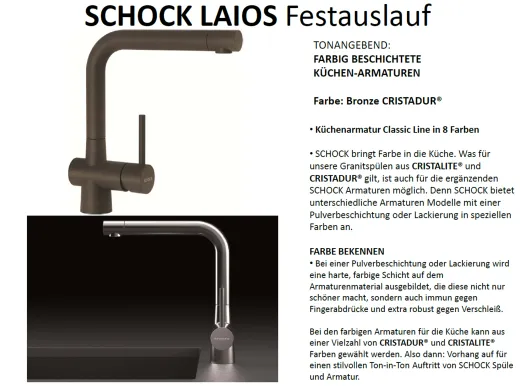 ❎ SCHOCK Kchenarmatur Laios Cristadur Classic Line Einhebelmischer Festauslauf 360 schwenkbarer Auslauf