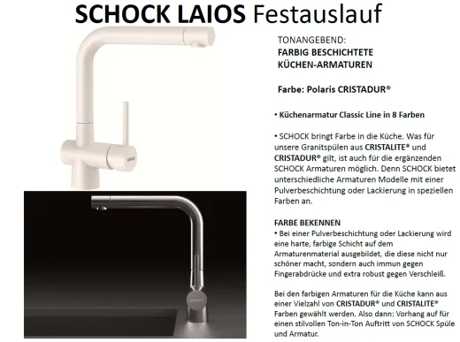 ❎ SCHOCK Kchenarmatur Laios Cristadur Classic Line Einhebelmischer Festauslauf 360 schwenkbarer Auslauf