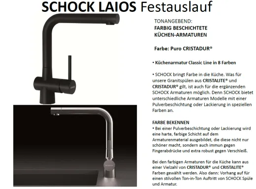 ❎ SCHOCK Kchenarmatur Laios Cristadur Classic Line Einhebelmischer Festauslauf 360 schwenkbarer Auslauf