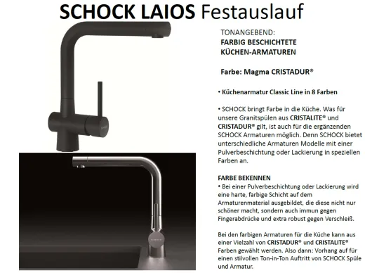 ❎ SCHOCK Kchenarmatur Laios Cristadur Classic Line Einhebelmischer Festauslauf 360 schwenkbarer Auslauf