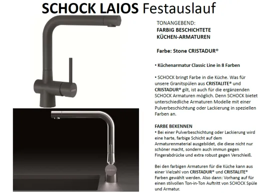 ❎ SCHOCK Kchenarmatur Laios Cristadur Classic Line Einhebelmischer Festauslauf 360 schwenkbarer Auslauf