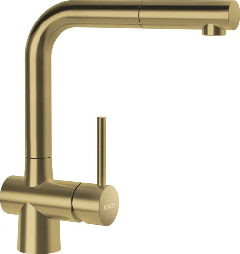 SCHOCK Kchenarmatur Laios White Gold Einhebelmischer Oberflche: Goldfarben mit Zugauslauf 360 schwenkbarer Auslauf mit Schlauchbrause