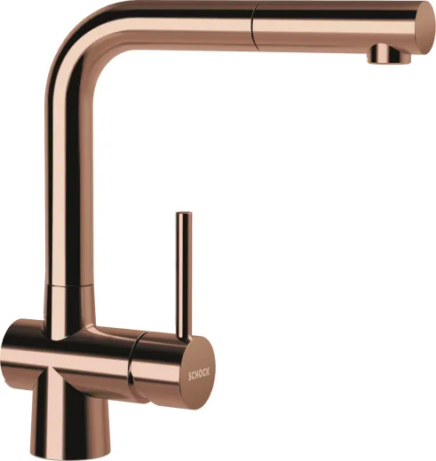 SCHOCK Kchenarmatur Laios Copper Einhebelmischer Kupferfarben mit Zugauslauf 360 schwenkbar mit Schlauchbrause