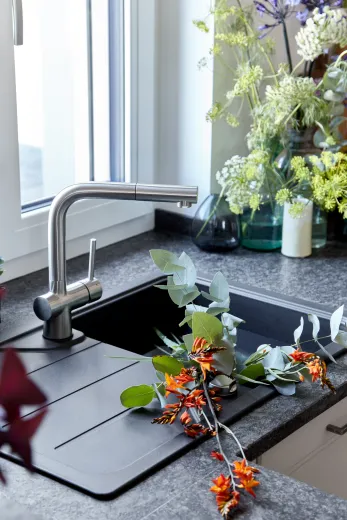 SCHOCK Kchenarmatur Laios Copper Einhebelmischer Kupferfarben mit Zugauslauf 360 schwenkbar mit Schlauchbrause