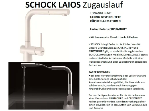SCHOCK Kchenarmatur Laios Cristadur Classic Line Einhebelmischer Zugauslauf 360 schwenkbarer Auslauf mit Schlauchbrause