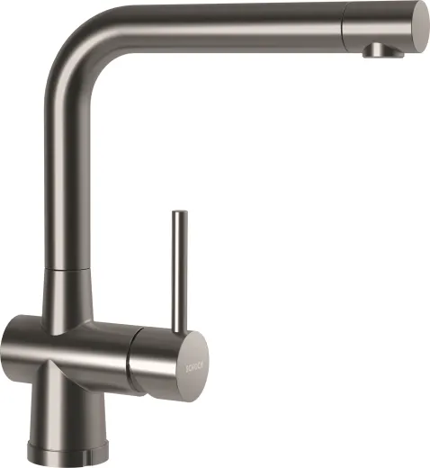 SCHOCK Kchenarmatur Laios-W EDM Einhebelmischer Edelstahl massiv mit Festauslauf 360 schwenkbarer Auslauf Vorfenstermontage