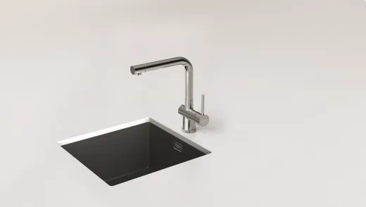 SCHOCK Kchenarmatur Laios-W EDM Einhebelmischer Edelstahl massiv mit Festauslauf 360 schwenkbarer Auslauf Vorfenstermontage