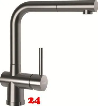 SCHOCK Kchenarmatur Laios-W EDM Einhebelmischer Edelstahl massiv mit Zugauslauf 360 schwenkbarer Auslauf mit Schlauchbrause Vorfenstermontage