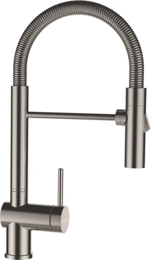 SCHOCK Kchenarmatur Sina EDM Einhebelmischer Edelstahl massiv mit Festauslauf 360 schwenkbarer Auslauf und Pendelbrause
