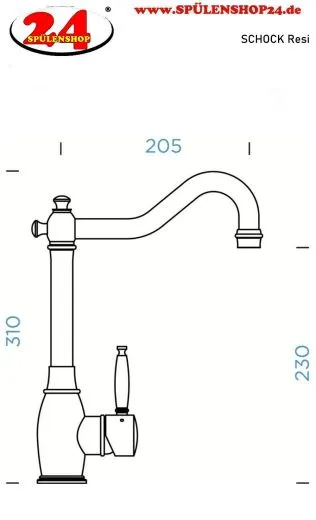 SCHOCK Kchenarmatur Resi White Gold Einhebelmischer Goldfarben mit Festauslauf 360 schwenkbarer Auslauf in Nostalgieoptik