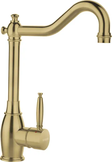 SCHOCK Kchenarmatur Resi White Gold Einhebelmischer Goldfarben mit Festauslauf 360 schwenkbarer Auslauf in Nostalgieoptik