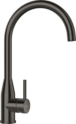 SCHOCK Kchenarmatur Kavus Gunmetal Einhebelmischer Oberflche: Schwarz glnzend mit Festauslauf 360 schwenkbarer Auslauf
