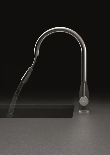 SCHOCK Kchenarmatur Kavus EDM Einhebelmischer Edelstahl massiv mit Zugauslauf 360 schwenkbarer Auslauf mit Schlauchbrause