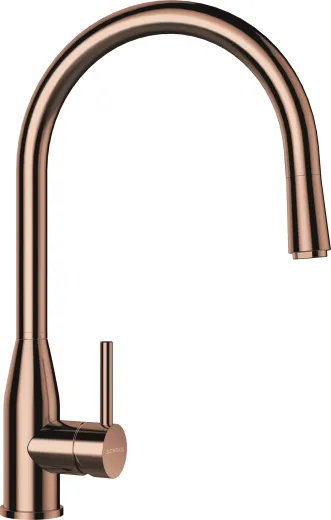 SCHOCK Kchenarmatur Kavus Copper Einhebelmischer Kupferfarben mit Zugauslauf 360 schwenkbar mit Schlauchbrause