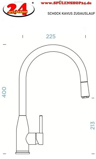 SCHOCK Kchenarmatur Kavus Cristalite Basic Line Einhebelmischer Zugauslauf 360 schwenkbarer Auslauf mit Schlauchbrause