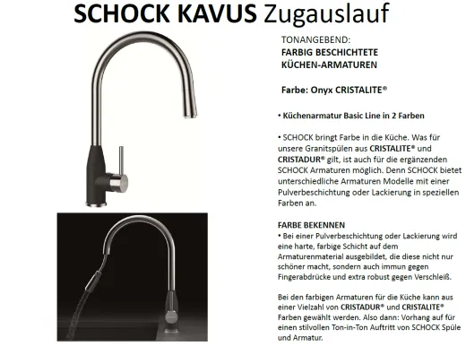 SCHOCK Kchenarmatur Kavus Cristalite Basic Line Einhebelmischer Zugauslauf 360 schwenkbarer Auslauf mit Schlauchbrause