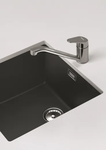 SCHOCK Kchenarmatur Evinas EDM Einhebelmischer Edelstahl massiv mit Festauslauf 360 schwekbarer Auslauf