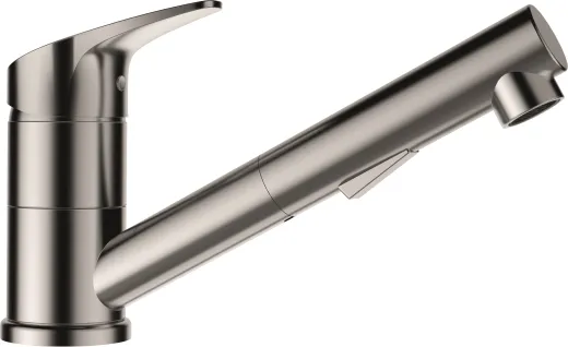 SCHOCK Kchenarmatur Evinas-SB EDM Einhebelmischer Edelstahl massiv mit Zugauslauf 120 schwenkbarer Auslauf