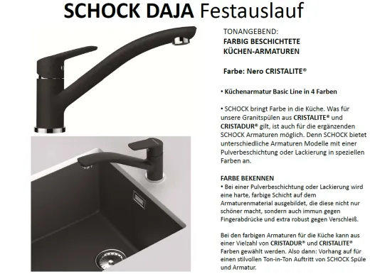 ❎ SCHOCK Kchenarmatur Daja Cristalite Basic Line Einhebelmischer Festauslauf 360 schwenkbarer Auslauf