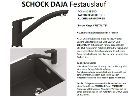 ❎ SCHOCK Kchenarmatur Daja Cristalite Basic Line Einhebelmischer Festauslauf 360 schwenkbarer Auslauf