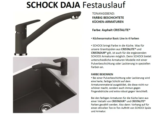 ❎ SCHOCK Kchenarmatur Daja Cristalite Basic Line Einhebelmischer Festauslauf 360 schwenkbarer Auslauf