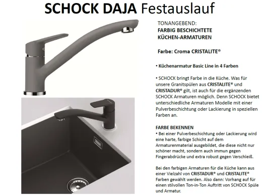 ❎ SCHOCK Kchenarmatur Daja Cristalite Basic Line Einhebelmischer Festauslauf 360 schwenkbarer Auslauf