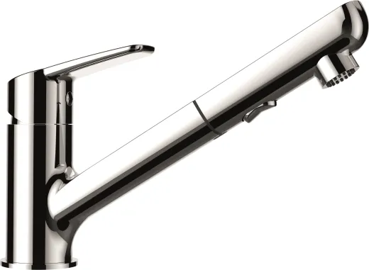 SCHOCK Kchenarmatur Daja Chrom Einhebelmischer mit Zugauslauf 120 schwenkbarer Auslauf