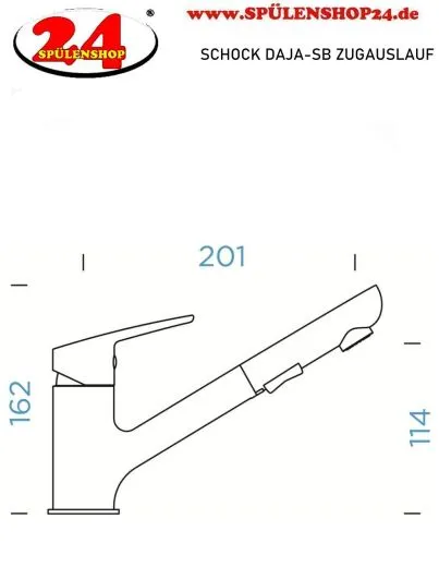 SCHOCK Kchenarmatur Daja Cristalite Basic Line Einhebelmischer Zugauslauf 120 schwenkbarer Auslauf