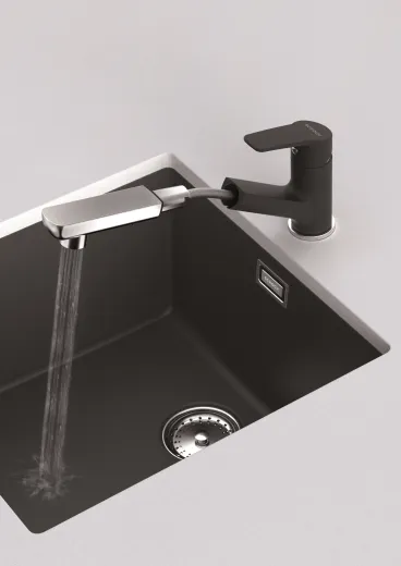 SCHOCK Kchenarmatur Daja Cristalite Basic Line Einhebelmischer Zugauslauf 120 schwenkbarer Auslauf