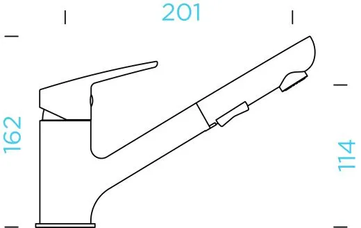 SCHOCK Kchenarmatur Daja Cristalite Basic Line Einhebelmischer Zugauslauf 120 schwenkbarer Auslauf