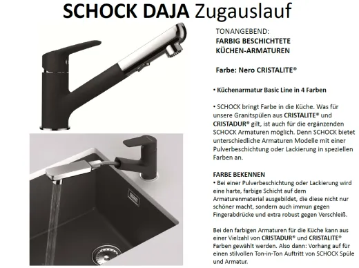 SCHOCK Kchenarmatur Daja Cristalite Basic Line Einhebelmischer Zugauslauf 120 schwenkbarer Auslauf