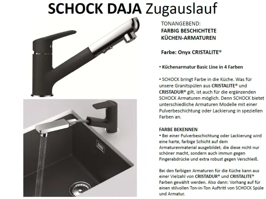 SCHOCK Kchenarmatur Daja Cristalite Basic Line Einhebelmischer Zugauslauf 120 schwenkbarer Auslauf