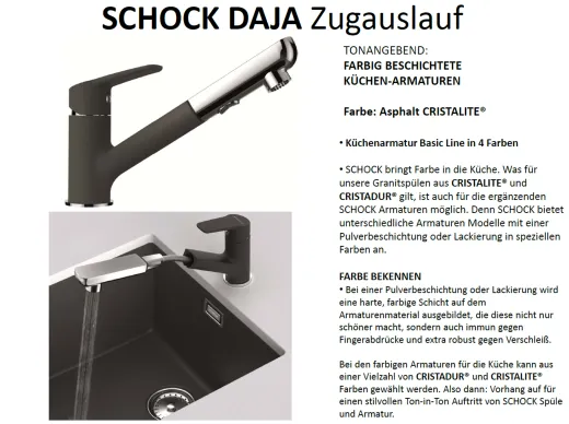 SCHOCK Kchenarmatur Daja Cristalite Basic Line Einhebelmischer Zugauslauf 120 schwenkbarer Auslauf